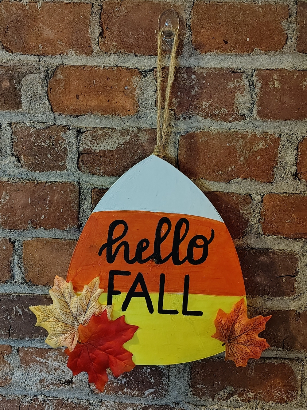 "Hello Fall" Candy Corn Decor - Handmade